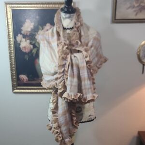 Collectioneighteen Ruffled Plaid Runway Wrap Scarf